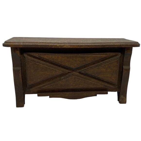 1920’s Primitive French Country Cherry Wood Jewelry Casket - Picture 2 of 13